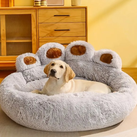 All-Season Paw-Shaped Pet Dog Bed: Warm Sleep Mat Sofa House in One!